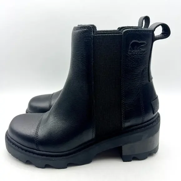 Sorel Womens Joan Now Chelsea Boot US 8.5 EU 39.5 Black Leather Waterproof NIB - Picture 7 of 11